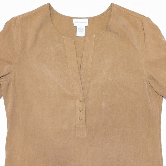 Soft Surroundings 100% Silk Long Sleeves Tunic in Brown - Picture 8 of 14